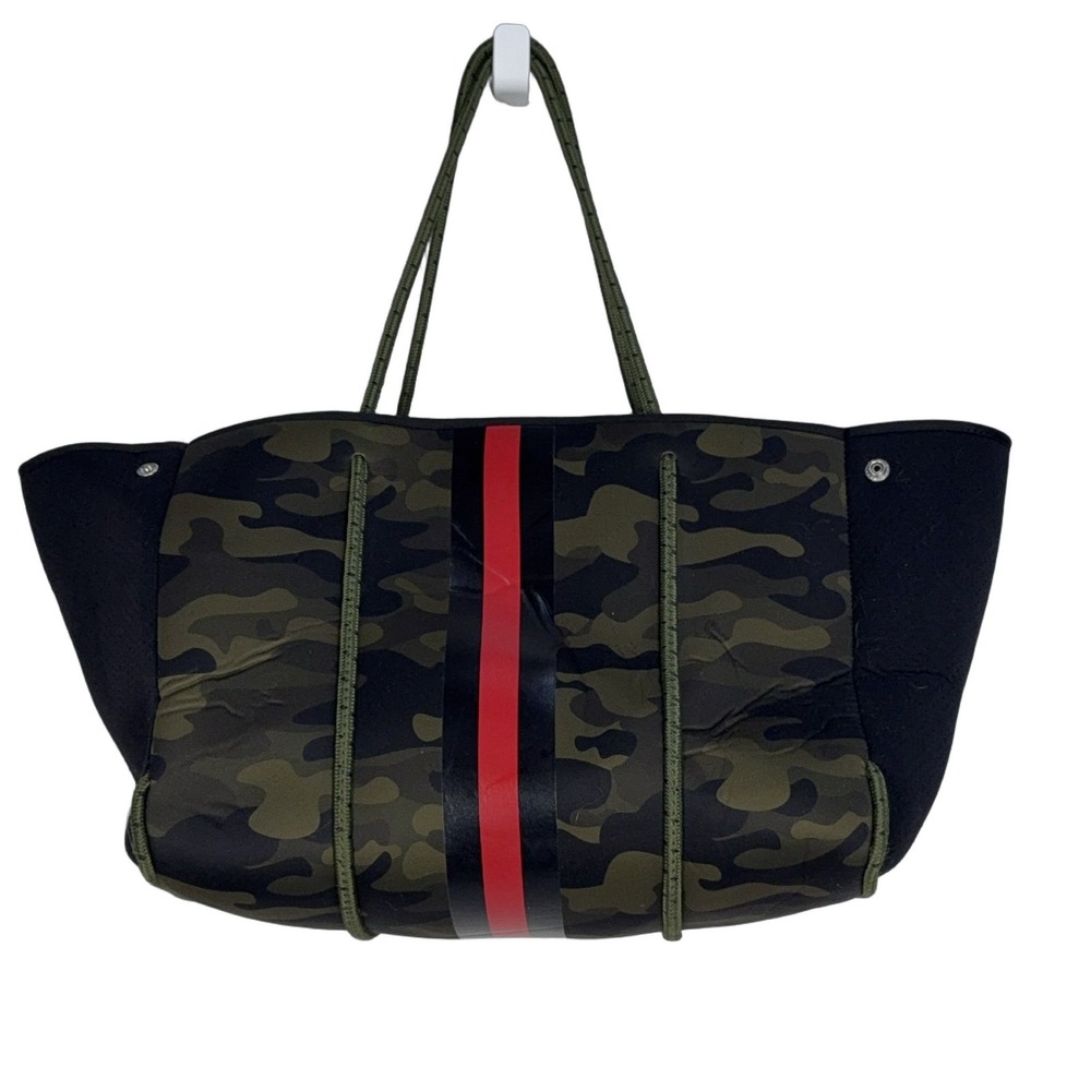 Haute Shore Greyson XS Neoprene Tote Bag Camo Green Black Red With Pouch